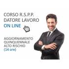 Corso ON LINE per RSPP Datore di Lavoro: aggiornamento quinquennale alto rischio 14 ore 