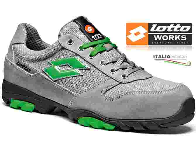 Scarpa antinfortunistica Lotto Works FLEX 500 S1P Grigio Verde - Con  soletta Memory Foam